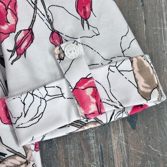 Allison Daley White and Pink Open FrontSoft Blazer with Floral Design Large - Picture 9 of 12